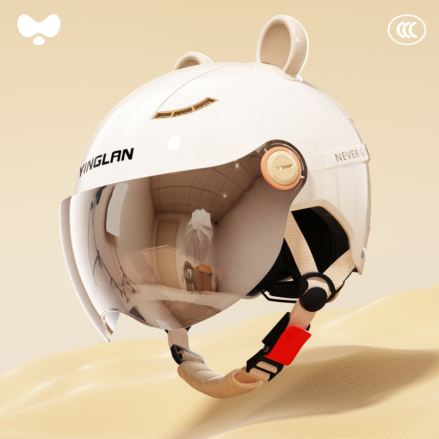 Motorcycle, Universal Motosiklet kaskı (dəbilqə) - 3c-ceramic-white-electroplated-short-mirror-class-a-new-national-standard