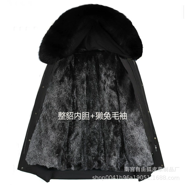 Black (whole mink inner lined+otter rabbit sleeve sleeve+black hair collar)