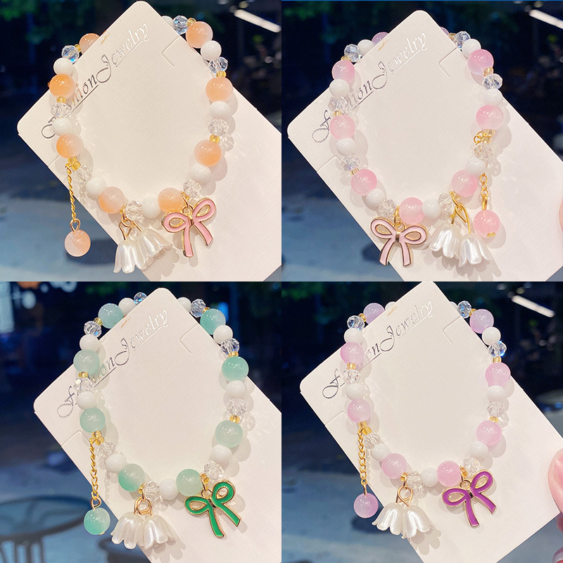 Bracelet with High-Looking Bow, Lily of the Valley Flower Bracelet, Girl's Scenic Spot Stall Hand Jewelry Wholesale Box Packaging Bracelet with High-Looking Bow, Lily of the Valley Flower Bracelet, Girl's Scenic Spot Stall Hand Jewelry Wholesale Box Packaging