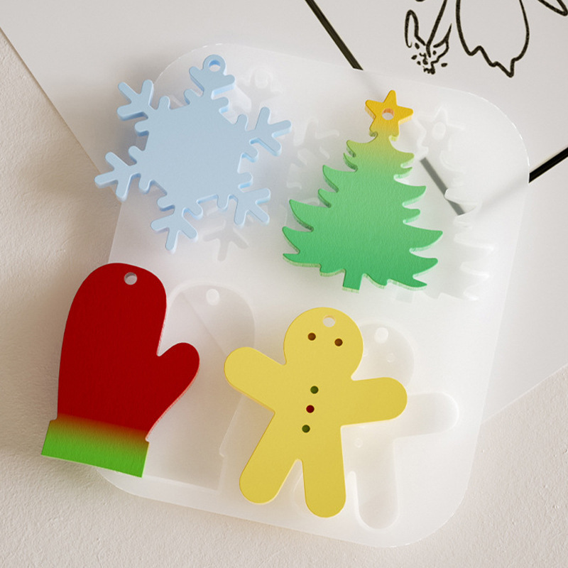 Diy水晶滴ゴムクリスマスシリーズ掛け金型松ヘラジカ雪花掛けペンダントシリコン金型|undefined