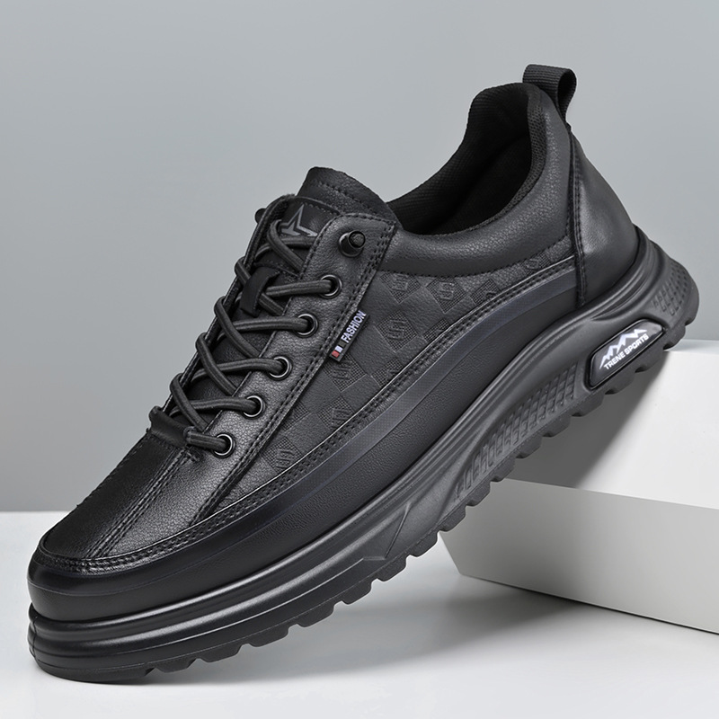 热卖男鞋2025秋冬新款休闲男黑色工作商务中老年百搭舒适鞋子代发