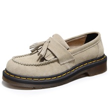 反绒流苏乐福鞋女真皮低帮小皮鞋女款英伦风时尚学生圆头休闲鞋子