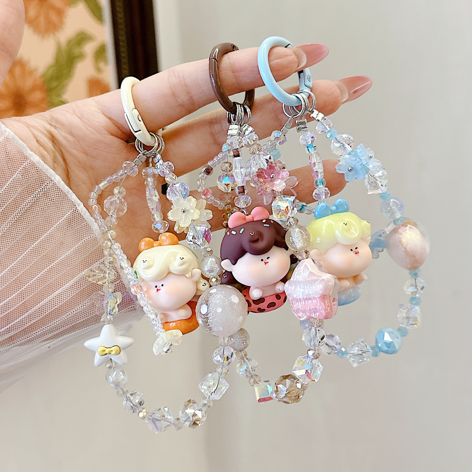 Genuine Lilith linda pintura al óleo estrella nueva aleación cristal resina linda cadena de teléfono móvil bolso colgante de teléfono móvil