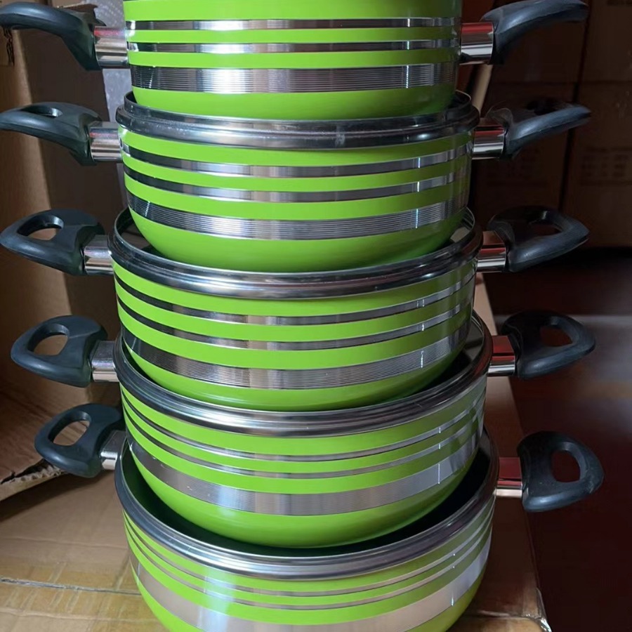 Comercio exterior transfronterizo engrosada doble fondo sopa olla traje sartén combinación regalo olla al por mayor de acero inoxidable de 5 piezas conjunto olla