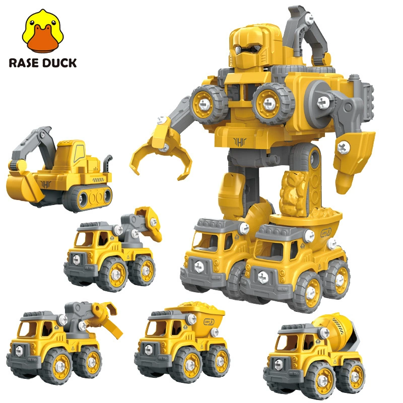 BDuck конструктор, игрушечная машина, большой трансформер, робот с подсветкой и музыкой, минифигурка, инженерное транспортное средство