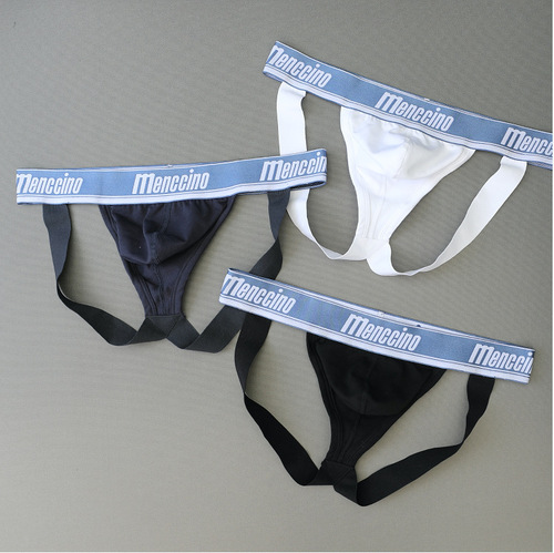 MENCCINO cotton sexy thong double buttocks revealing trendy men's underwear tight MC0161