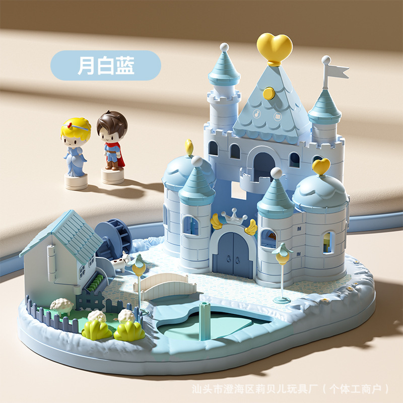 子供の磁気城プリンセス氷と雪の都市ヴィラモデルドールハウスままごと音と光音楽シミュレーションおもちゃ|undefined