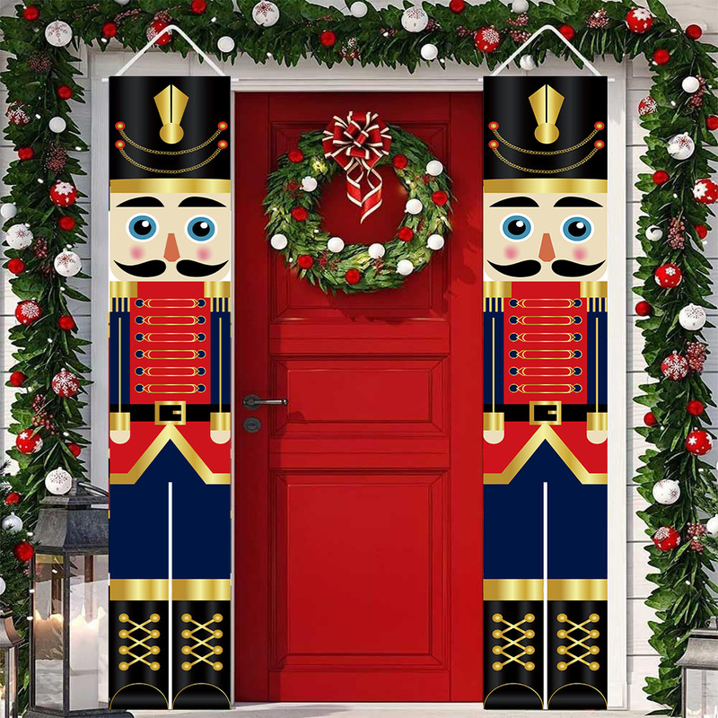 クロスボーダー新しい兵士モデルクリスマスカプレットホリデーパーティー装飾ドアカーテンパーティー吊り旗クリスマスカプレット|undefined