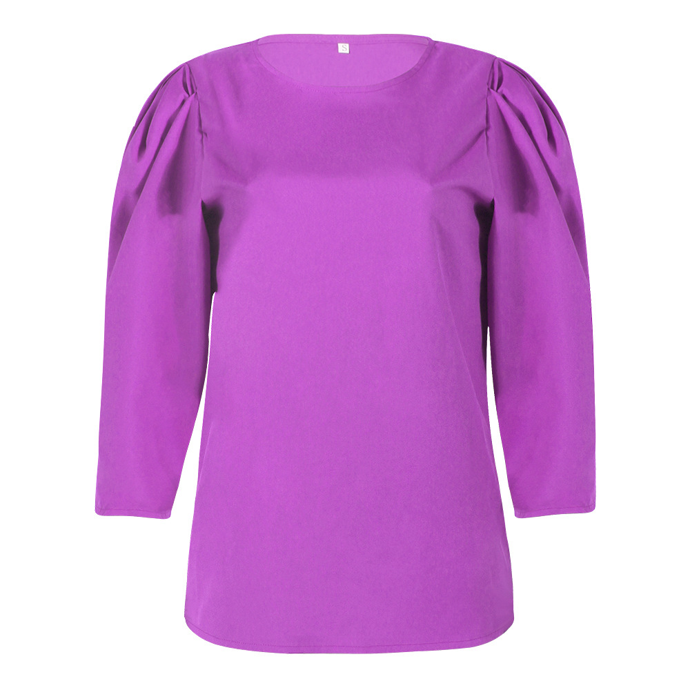 solid color three-quarter sleeves round neck loose top nihaostyles clothing wholesale NSZH84499