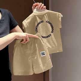 夏季宝宝套装新款男童洋气无袖背心短裤儿童帅气两件套潮