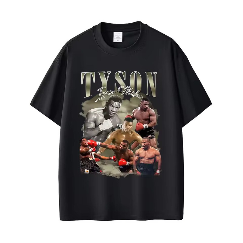 Cross-Border European Size Mike Tyson Graphic T-Shirt for Men and Women, Retro Hip-Hop Gothic Rock T-Shirt for Men, Fitness Wear