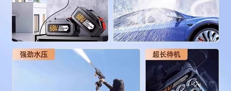 Lithium-ion battery-powered high-pressure washer for home use, wireless car washer, car washing tool, high-pressure water gun, lithium-ion battery-powered sprayer