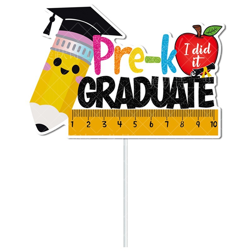 Decoración de fiesta de graduación de jardín de infantes europeo y americano tire bandera pastel Tarjeta de inserción ceremonia de graduación decoración de la pared tire bandera