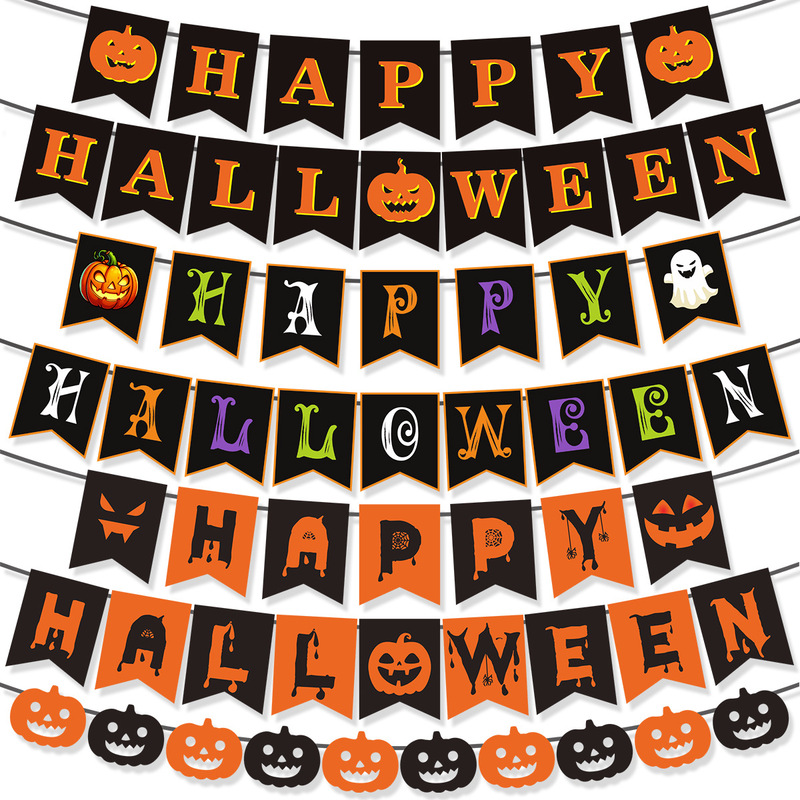 Halloween Ghost Festival Theme Party Decoration Banner School Mall Layout Pumpkin Ghost Flag Wholesale Customization Halloween Ghost Festival Theme Party Decoration Banner School Mall Layout Pumpkin Ghost Flag Wholesale Customization