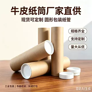 牛皮纸纸筒带塑料盖子 海报快递纸管 书画包装纸筒 厂家定制工业
