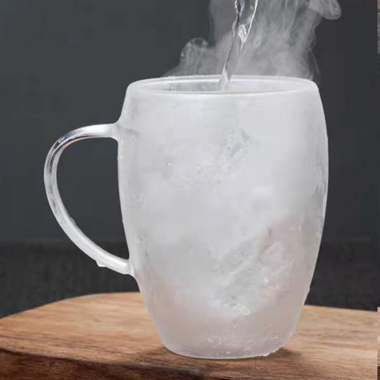 Vidrio transparente simple taza de beber leche hogar sala de estar de doble capa café leche taza de té con mango taza de bebida de jugo