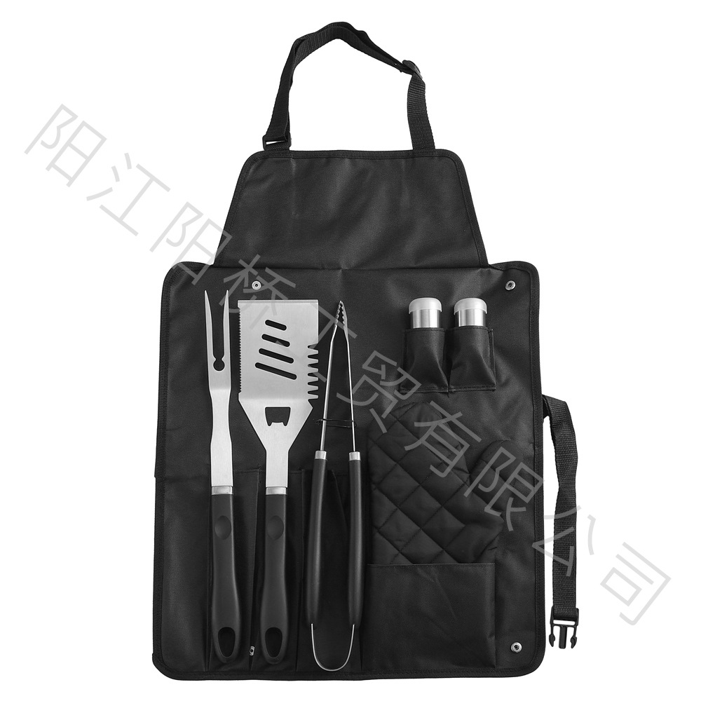 Fabricante de stock herramientas de barbacoa para acampar al aire libre BBQ clip de pala bolsa de falda mango de plástico de acero inoxidable juego de utensilios para hornear