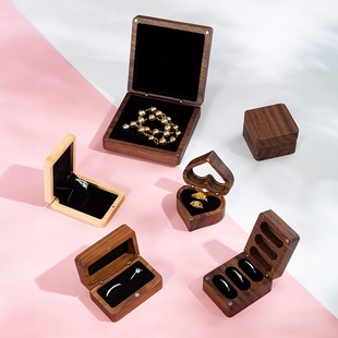 Walnut Jewelry Box small size Portable Ring Earrings Pendant Mini Anti-oxidation Exquisite Storage Box