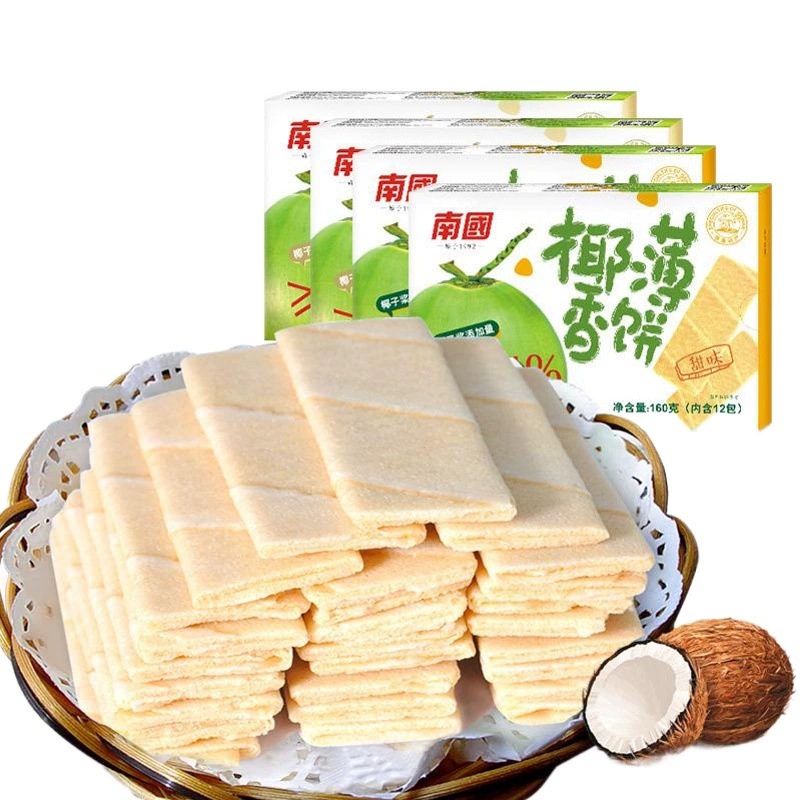 Хайнань Specialty Nanguo Food кокосовый блин 160 г X 4 коробка мульти-вкус дуриана сладкий и соленый почтовые расходы