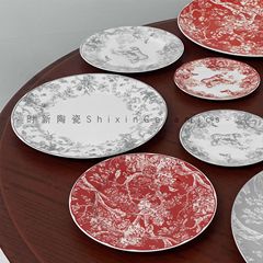 クロスボーダー卸売り迪家骨磁器洋食皿茹伊虎シリーズホテル洋食ステーキ皿食器スプーン食器