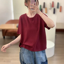 2026新款夏季莱赛尔凉感圆领休闲宽松减龄显瘦针织衫短袖套头女