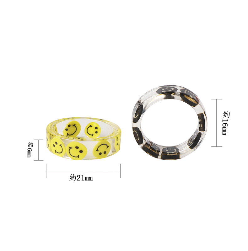 Wholesale Jewelry Simple Style Smiley Face Resin Printing Rings display picture 3