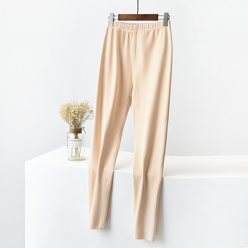 Two-Sided Fleece Warm Leggings for Women - Winter New Korean Style Fitted Slimming Solid Color Leggings for Inner Wear - Mini Nine-Foot Pencil Skirt