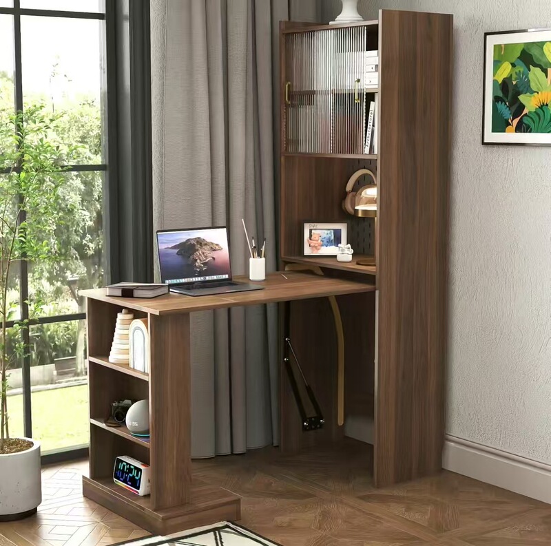 Folding Table with Storage Function for Cross-Border Trade, Expandable and Space-Saving Workstation, Foldable