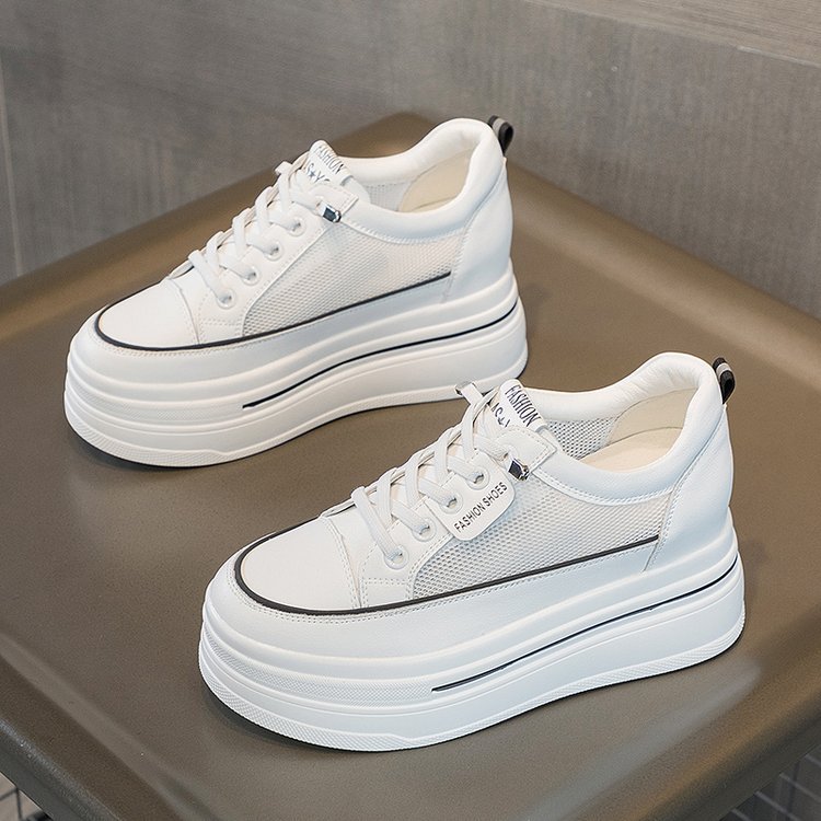 Zapatos de mujer con suela suave no cansada pie muffin con suela gruesa alta primavera y otoño zapatos blancos pequeños zapatos de mujer versátiles zapatos de mujer lujosos de alta calidad