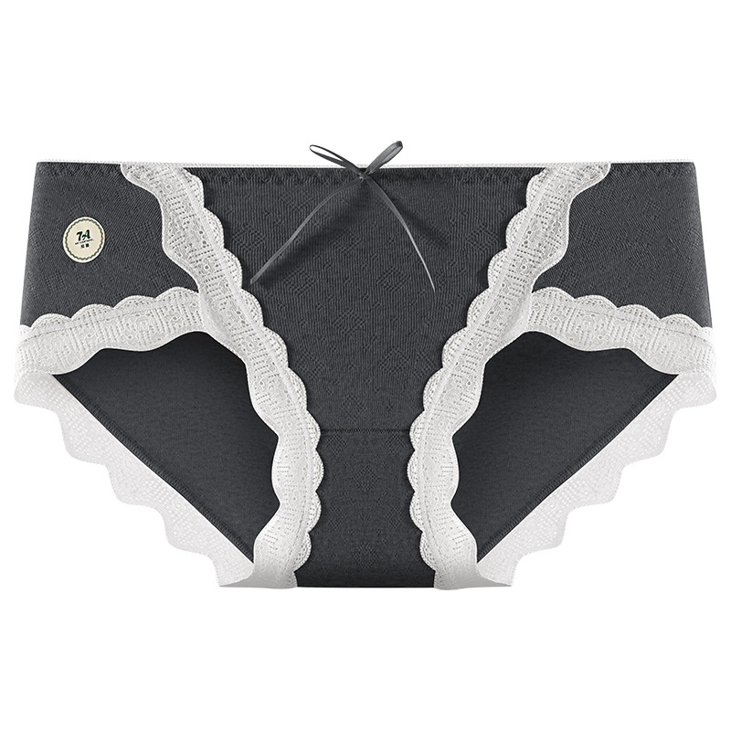 Diseño de encaje de horquilla alta, agradable para la piel y cómodo, entrepierna de algodón antibacteriana de grado 7A, ropa interior de algodón de cintura media transpirable de alta elasticidad para niñas