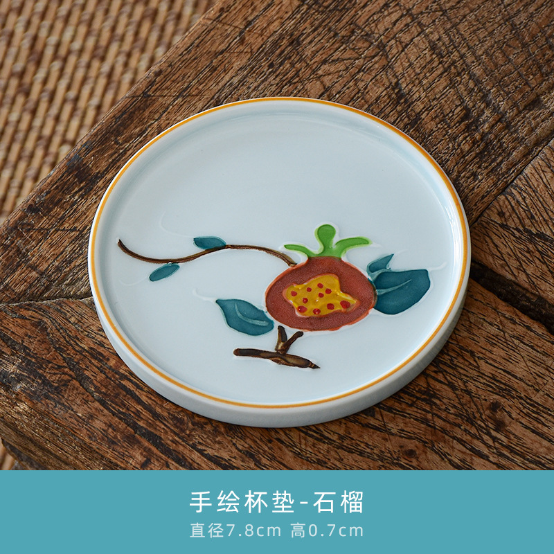 Pintado a mano taza de té estera creativa en relieve loto cerámica aislamiento estera Kung Fu juego de té ceremonia del té partes taza de té estera titular