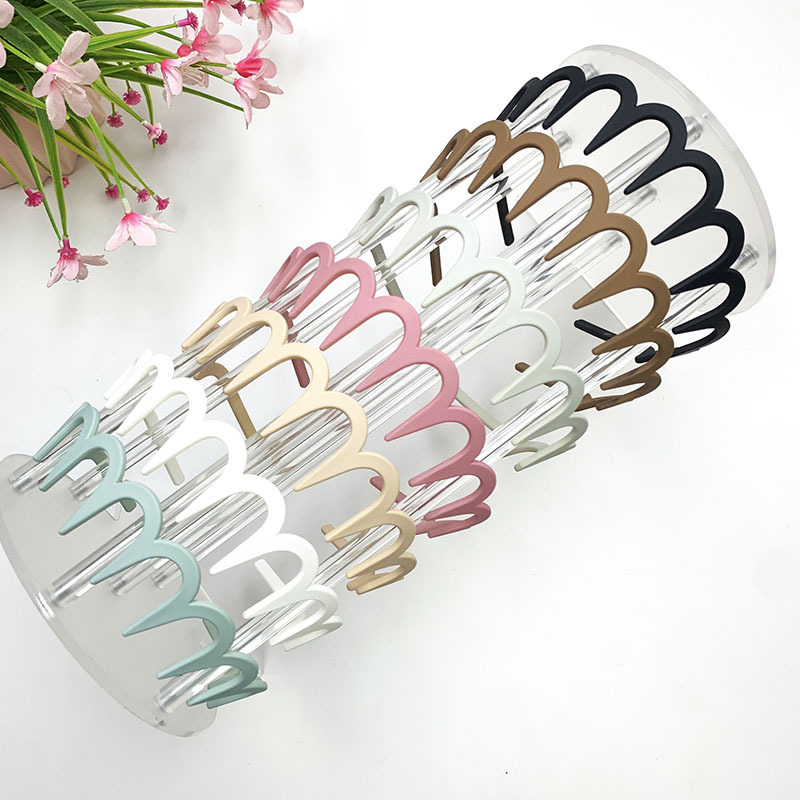 跨境新款純色波浪磨砂發箍大M齒氣質無痕防滑頭箍氣質女髮飾頭飾