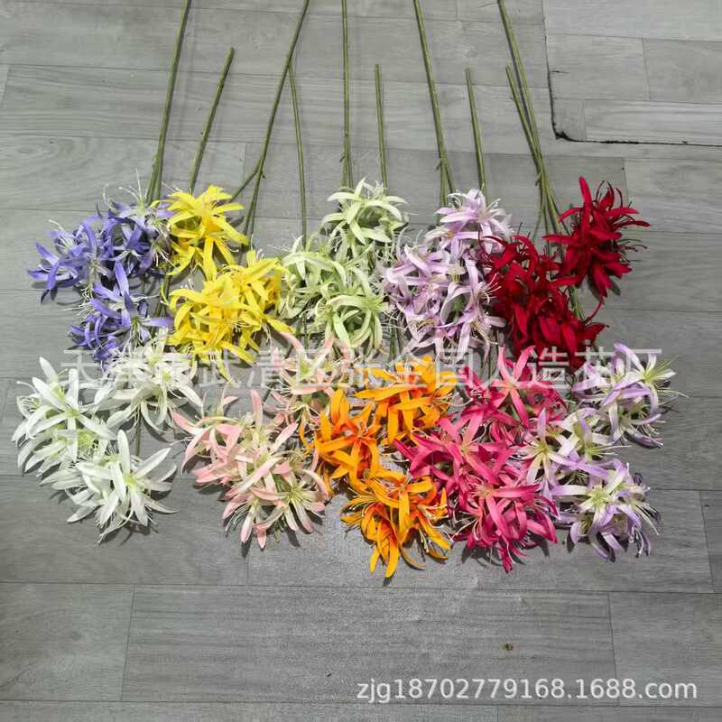Wholesale 3 Heads of Spider Lily Home Decoration Artificial Flowers Wedding Wedding Hall Floor Flower Arrangement Background Flower Arrangement Wholesale 3 Heads of Spider Lily Home Decoration Artificial Flowers Wedding Wedding Hall Floor Flower Arrangement Background Flower Arrangement