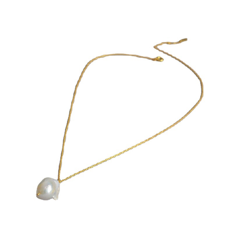 Europa y América moda cola de pez agua dulce en forma Perla Barroca colgante minimalista personalidad temperamento collar
