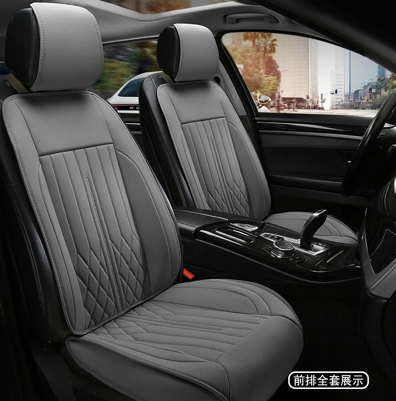 Four-season foreign trade car seat cushion, non-slip backrest, breathable, patchwork leather, single seat cushion, thickened