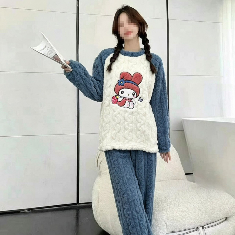 Conjunto de Pijama para Mujer de Terciopelo de Coral, Cálido, Cómodo y Grueso, para Casa y Exterior image 5