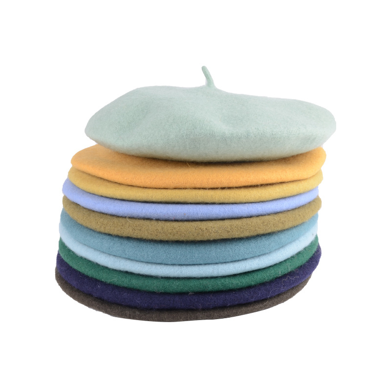 Unisex Wool beret Autumn-winter vintage woolen painter's hat Winter hat Lady's bud hat_voghion.com