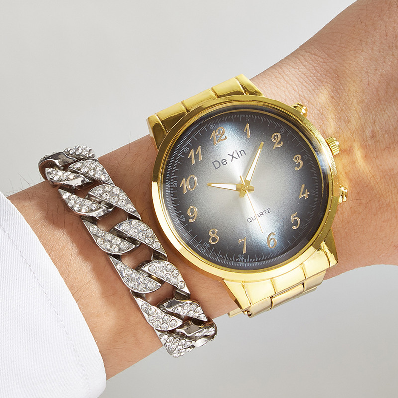 Estilo coreano de la moda clásico puntero de marcación grande superficie digital reloj de cuarzo de negocios casual de los hombres elegante reloj de moda