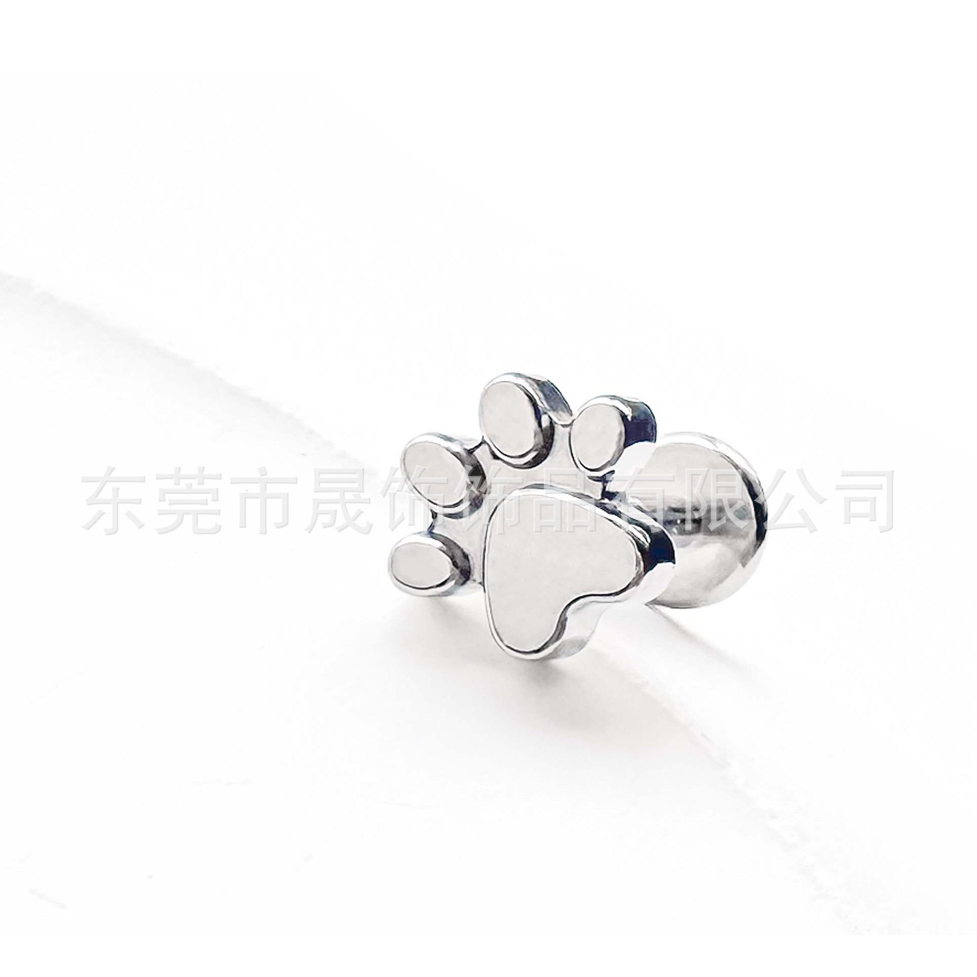 F136 Titanium 可爱 Cat Paw Labret Stud Ear Stud 植入级 G23 Implant Grade Titanium 人体 Piercing Jewelry Helix Cartilage Stud
