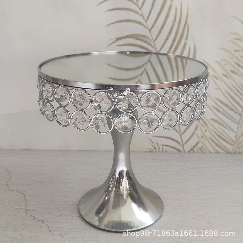 Estilo europeo de metal soporte de la torta de la boda decoración Copa placa de la torta espejo bandeja de mesa de postre de hierro decoración soporte de exhibición