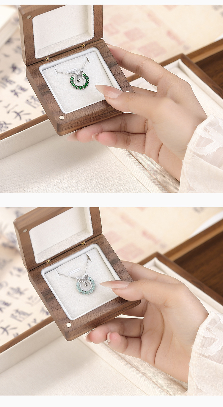 Mặt dây chuyền bạc S925 hình hươu nơ đính ngọc bích xanh — Mẫu ngọc bích nước xanh (không có dây chuyền) chi tiết 9