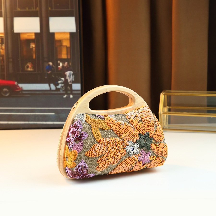 Women's Elegant Tote Bag Linen Heavy Duty Sequined Mesh Patchwork Embroidery Trendy Clip On Evening Bag_voghion.com