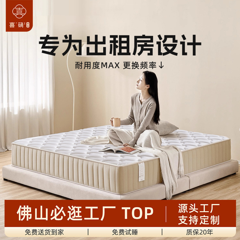 Rental Bedroom Independent Spring Mattress, Bagged, 20cm Thick, Foshan Factory Wholesale, Rental House Spine Protection Double Bed