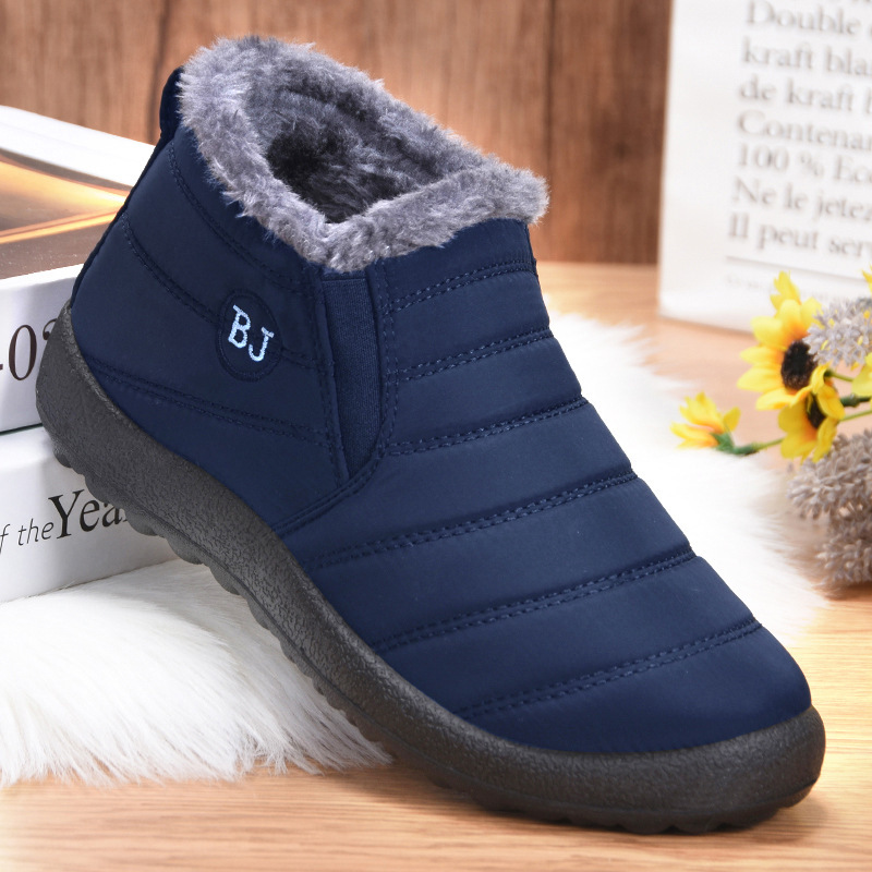 Botas de nieve de invierno personalizadas de comercio exterior de algodón para mujeres parejas casuales de terciopelo caliente zapatos de algodón de mujer de gran tamaño transfronterizo