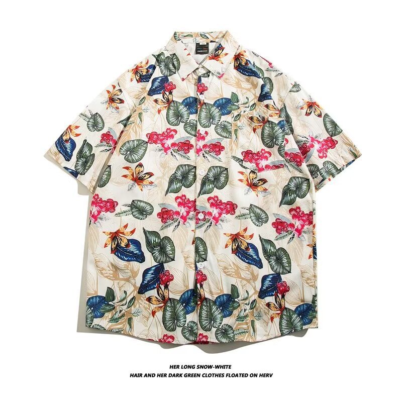 Camisa con botones de solapa suelta de manga larga de todo fósforo de la calle para hombres Venta caliente Flor colorida Impresión digital 3D