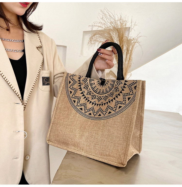 Foreign trade women's bag, cross-border linen handbag bag, 2021 Korean version composite jute cloth bag, fashionable single-shoulder shopping bag undefined