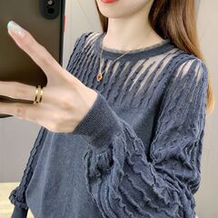 2025新款春秋设计感针织上衣打底衫女内搭洋气小众宽松毛衣外穿薄