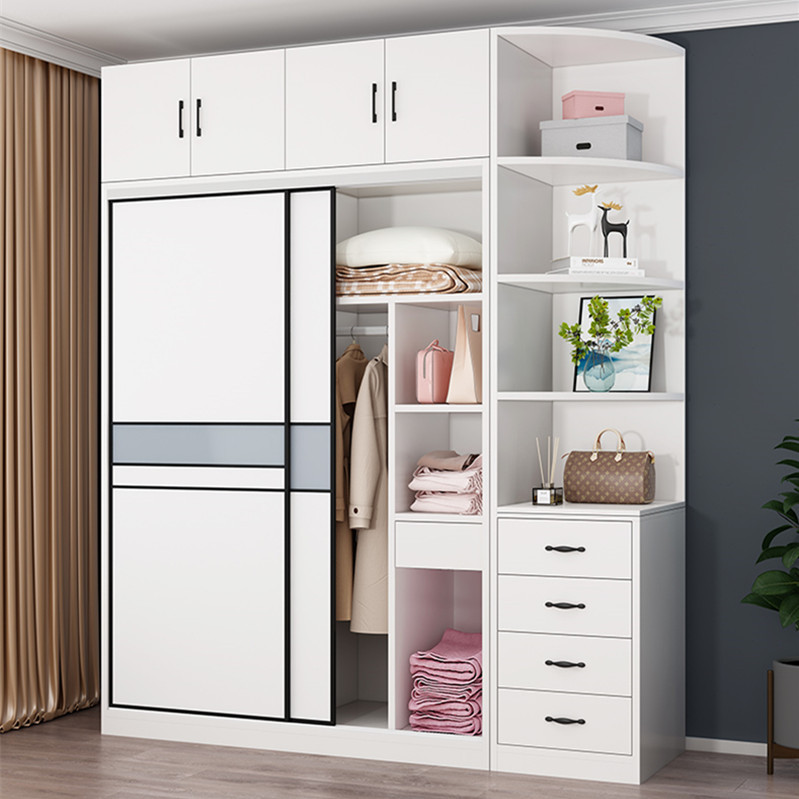 实木推拉门衣柜家用卧室整体柜子现代简约储物柜组合大衣橱环保