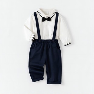 Boys' suit Spring and Autumn Children's Clothes One-Year-Old Banquet Baby Long Sleeve Shirt Strappers Dress Host Performance