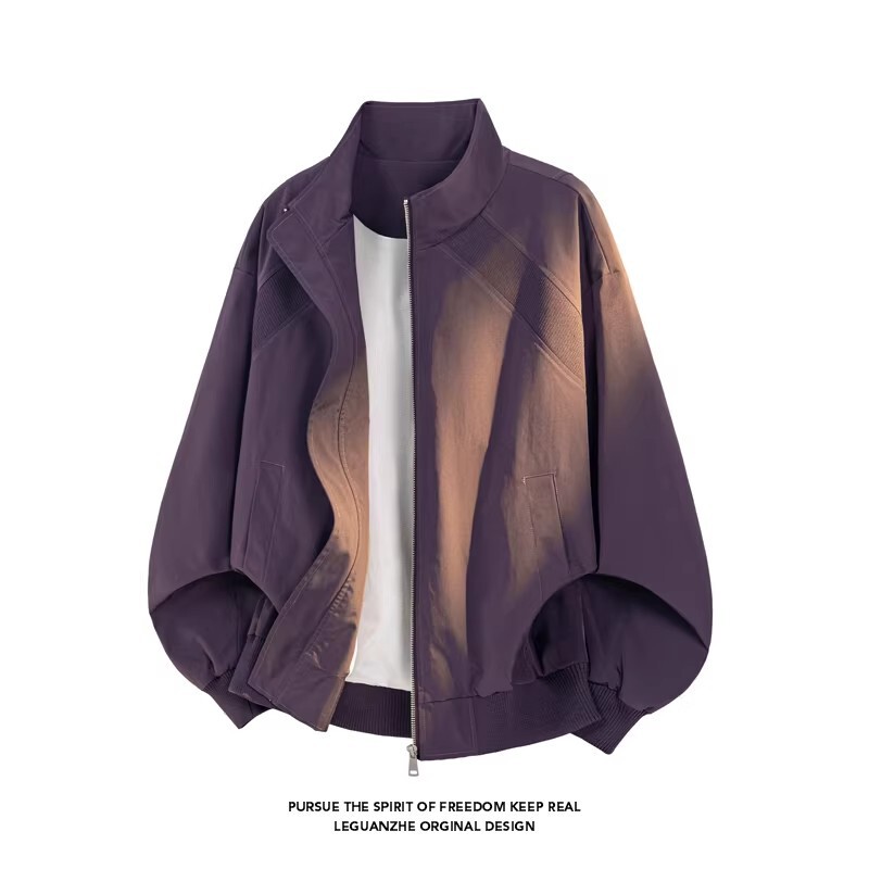 Heavyweight Patchwork Boxy Stand-Collar Coach Jacket for Men, Spring and Autumn Trendy Brand Loose Fit Outdoor Windproof Workwear Jacket Heavyweight Patchwork Boxy Stand-Collar Coach Jacket for Men, Spring and Autumn Trendy Brand Loose Fit Outdoor Windproof Workwear Jacket